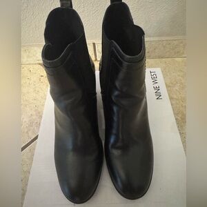 NINE WEST Sleek Black Ankle Wedge Booties